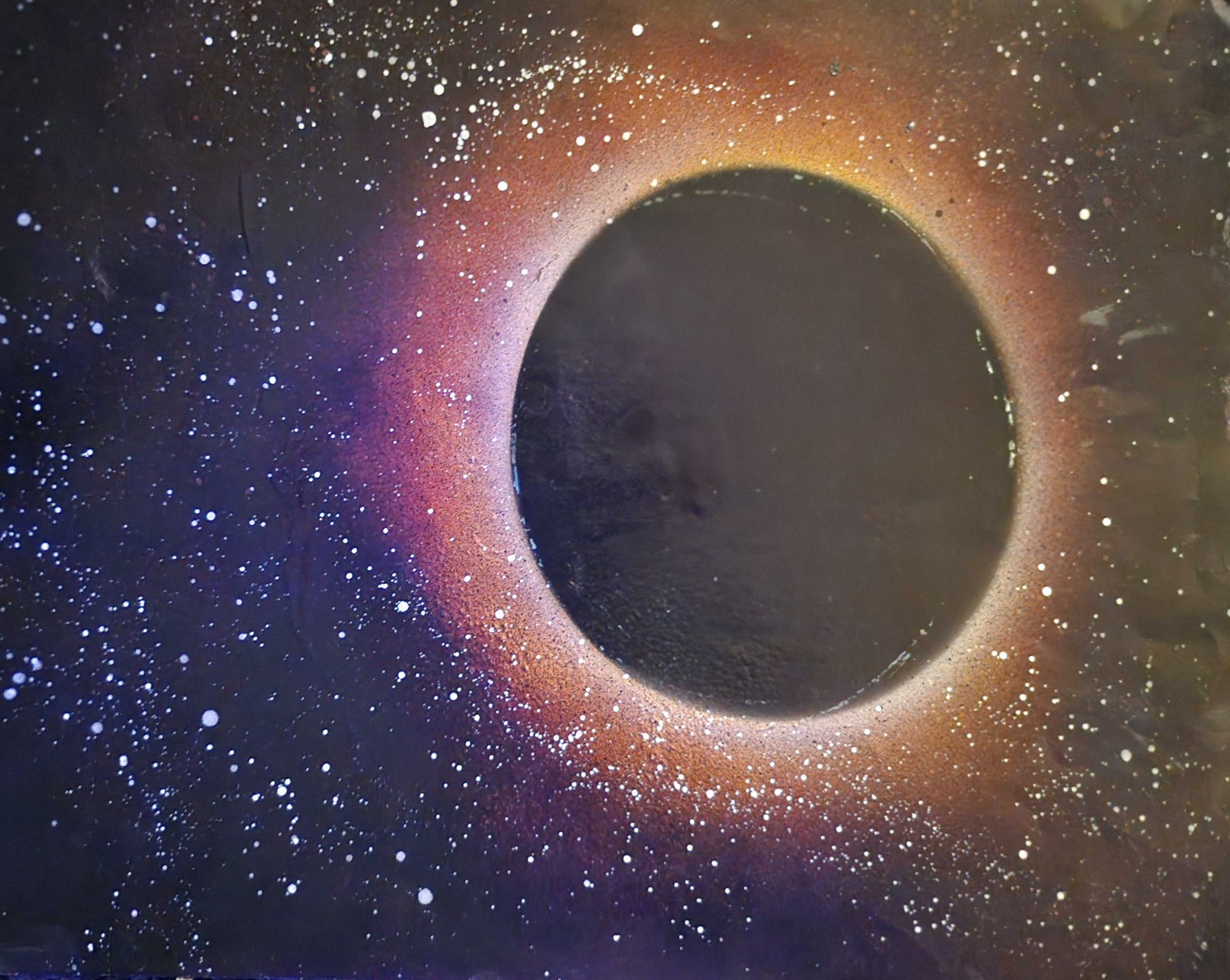 Upcycled Double-Sided Cosmic Art: Eclipse & Deep Space Blue