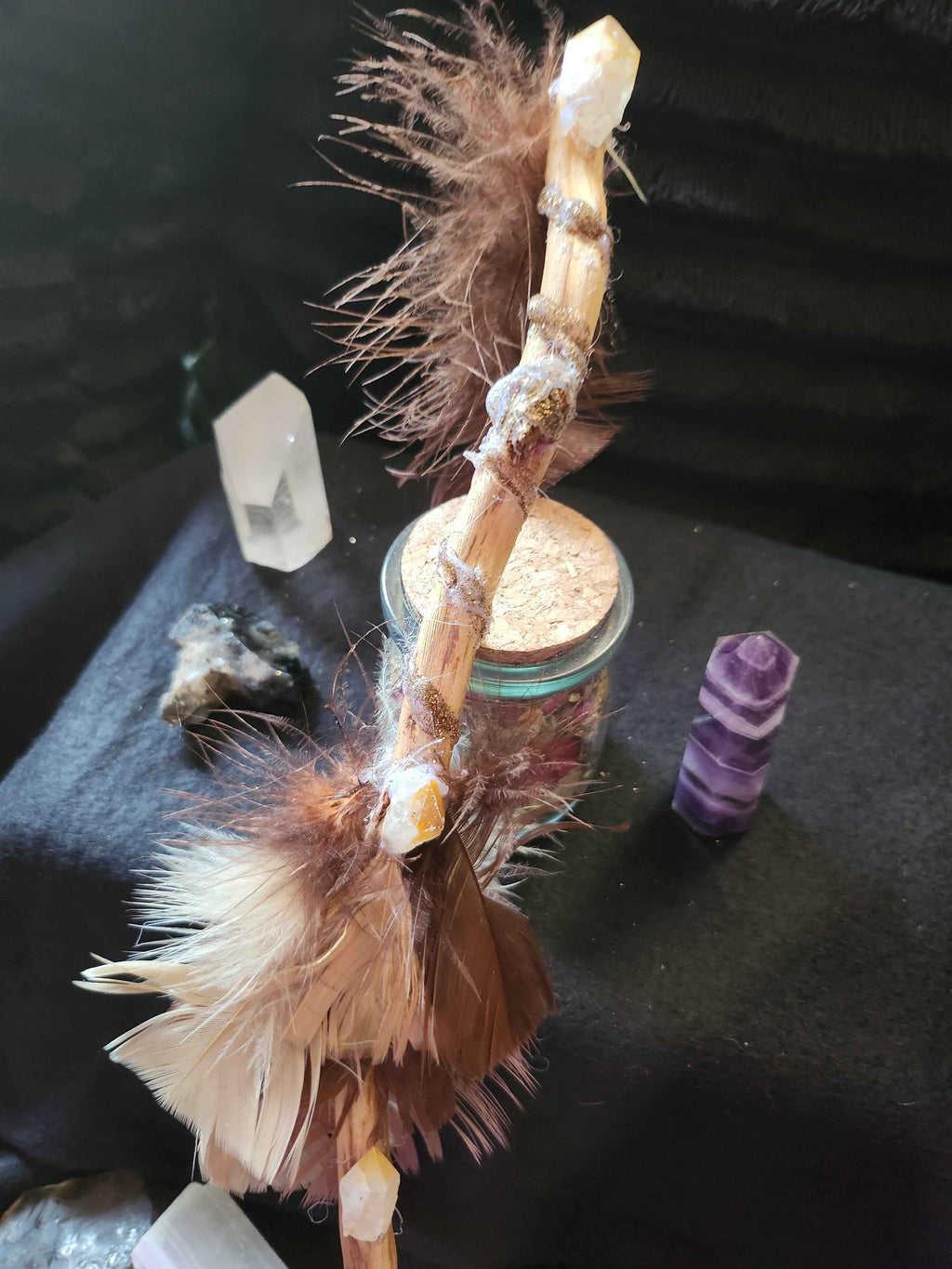 Mystic Handcrafted Intention Wand - Crystal Feather Wand