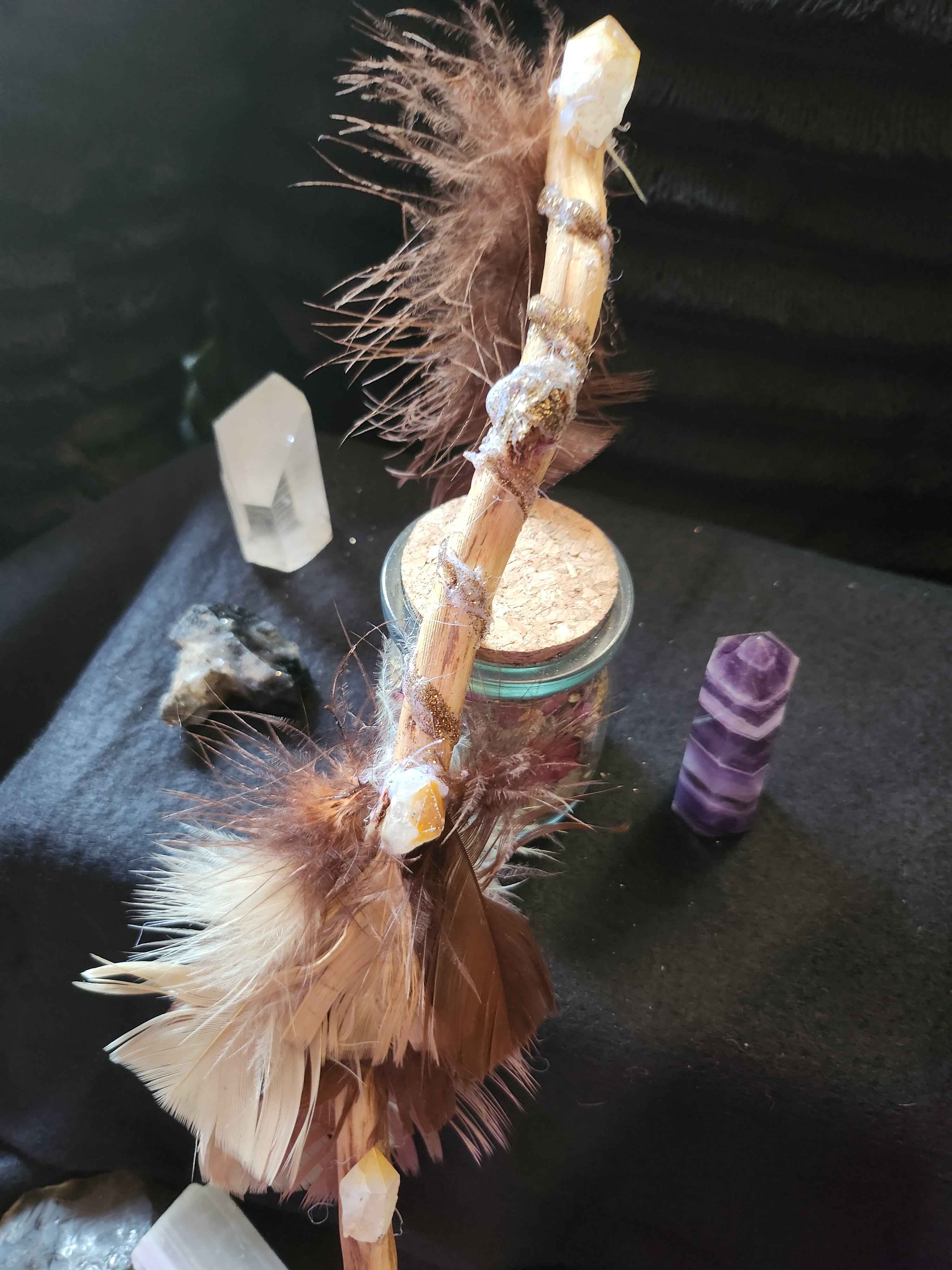 Mystic Handcrafted Intention Wand - Crystal Feather Wand