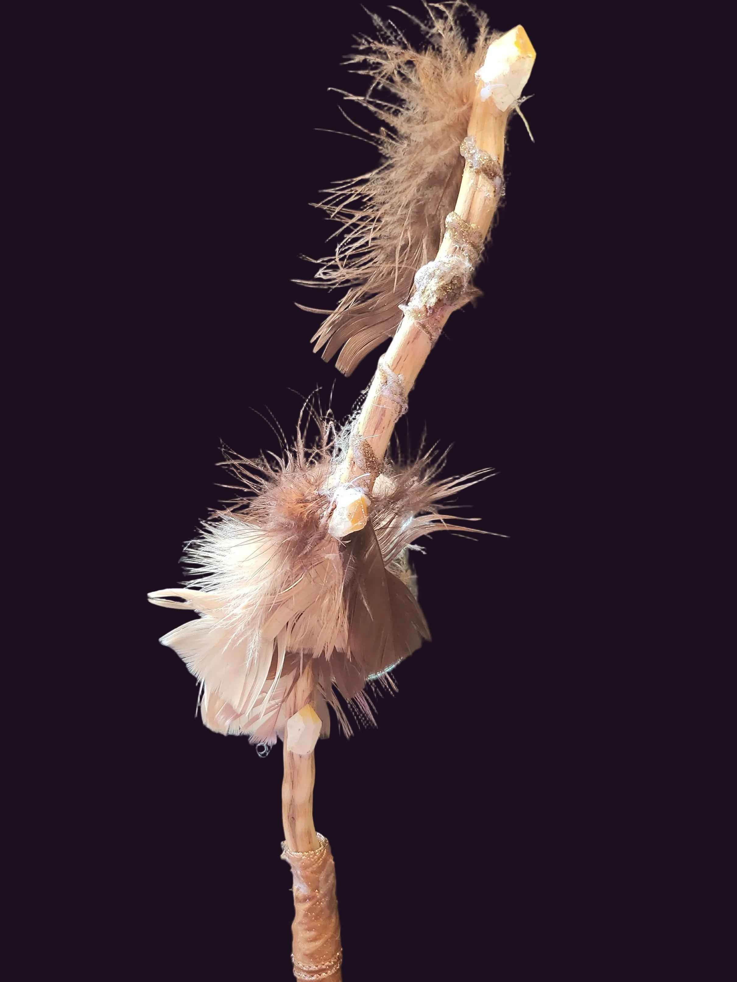 Mystic Handcrafted Intention Wand - Crystal Feather Wand