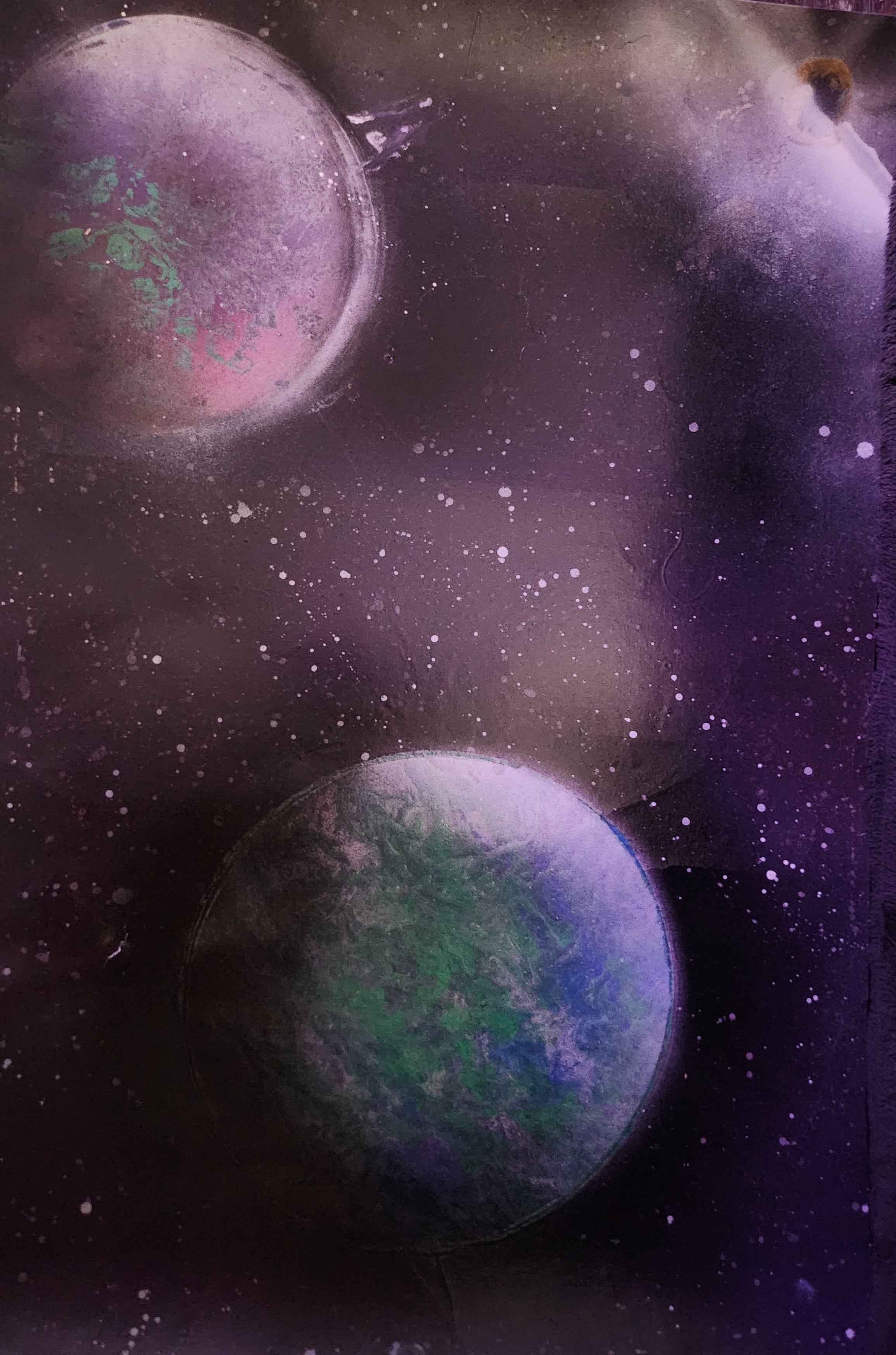 The Astral Veil: Hand-Painted Upcycled Cosmic Art