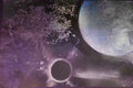 Upcycled Double-Sided Cosmic Art: Eclipse & Deep Space Blue