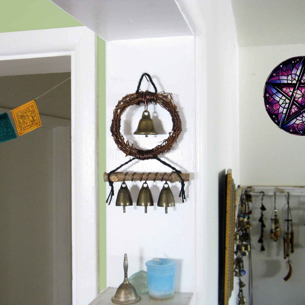 Witch's Bell: Small Wreath, Twig, Braided Twine, Spiral - Handcrafted