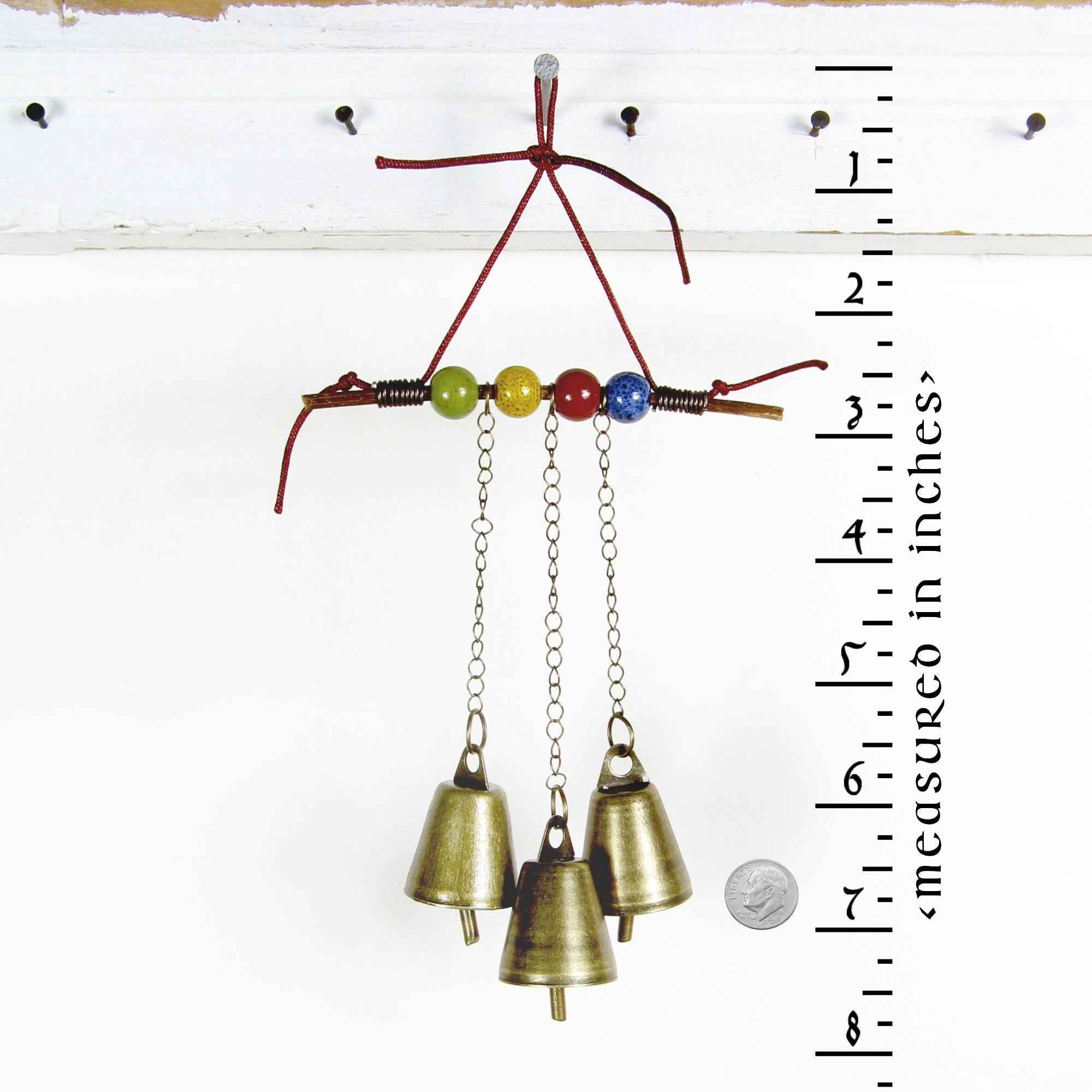 Witch's Bell: Twig, Beads, Chains - Handcrafted