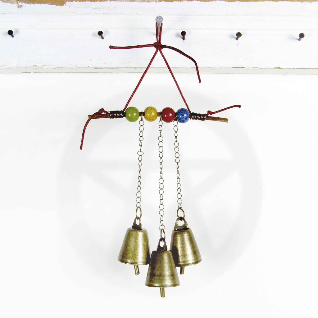 Witch's Bell: Twig, Beads, Chains - Handcrafted