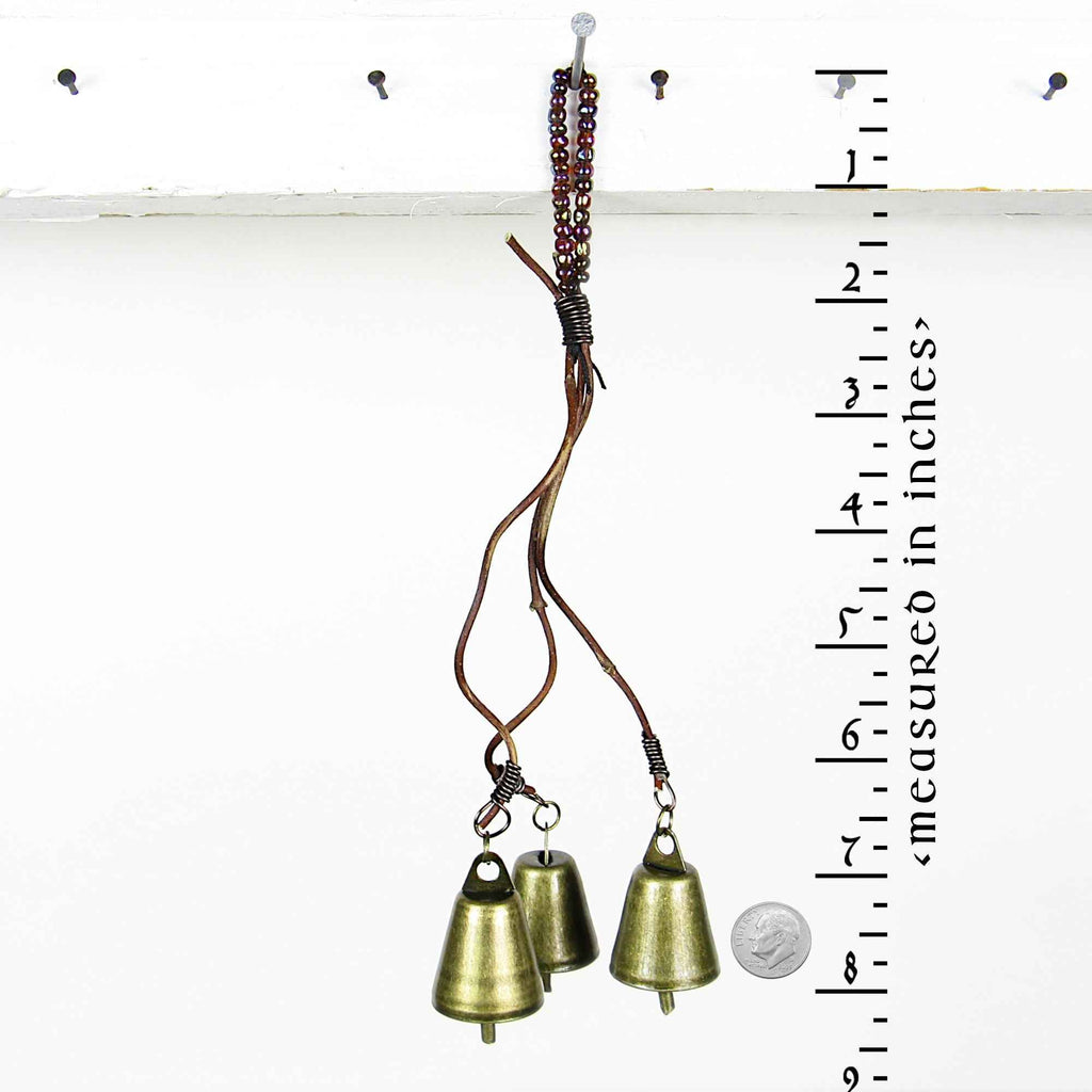Witch's Bell: 3 Bells on Vines with Glass Beads