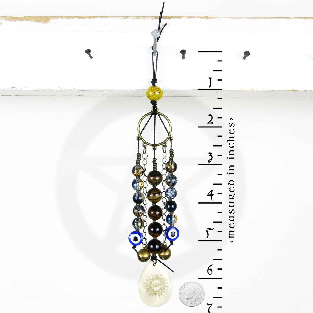 Evil Eye Talisman With Tiger Eye Beads & Shell - Handcrafted