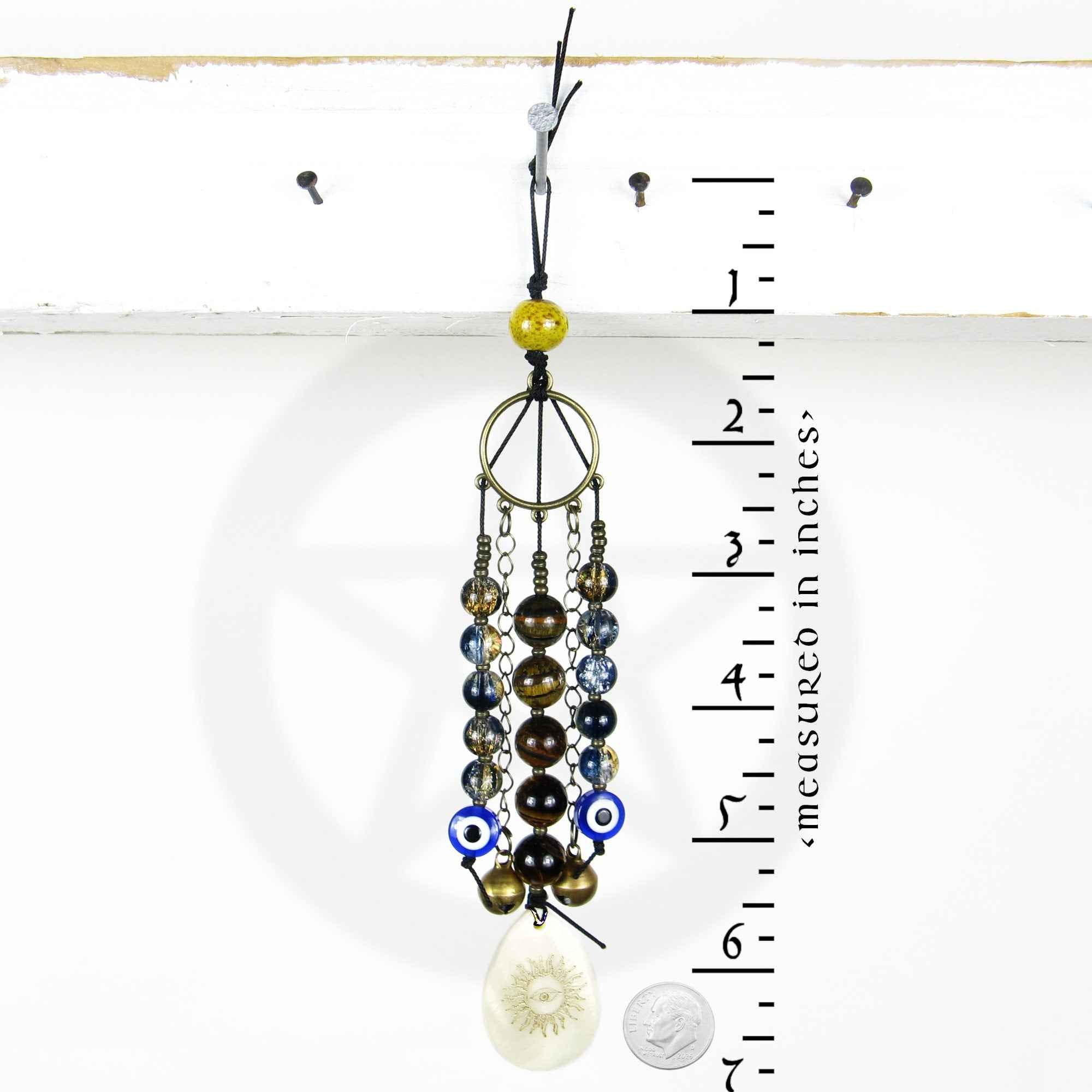 Evil Eye Talisman With Tiger Eye Beads & Shell - Handcrafted