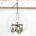 Hanging Witch's Bell with Cross of Twigs, Five Bells, Spiral - Handcrafted