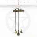 Witch's Bell: Three Bells on Long Black Cords Hanging from Branch - Handcrafted
