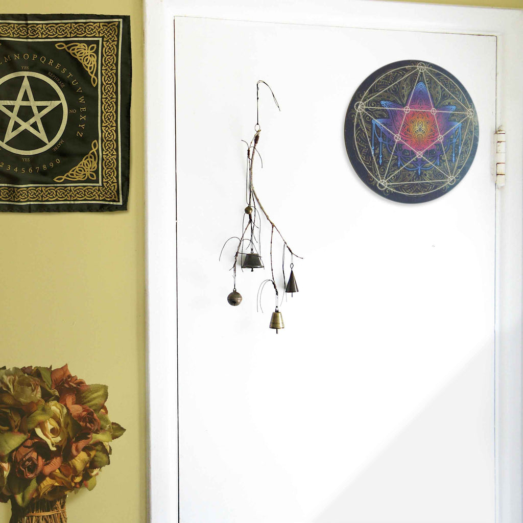 Witch's Bell with Willowy Branch and 5 Different Bells - Handcrafted