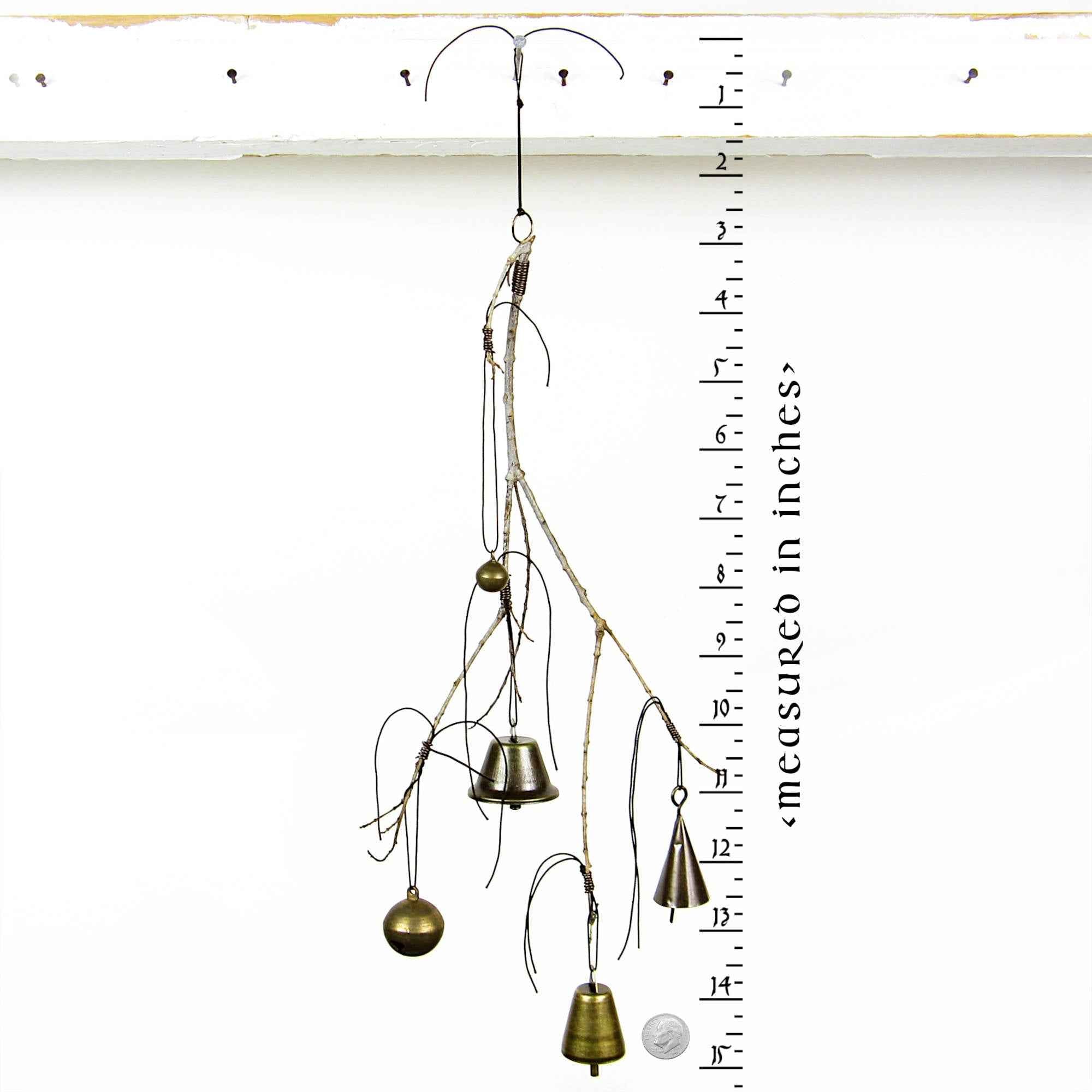 Witch's Bell with Willowy Branch and 5 Different Bells - Handcrafted