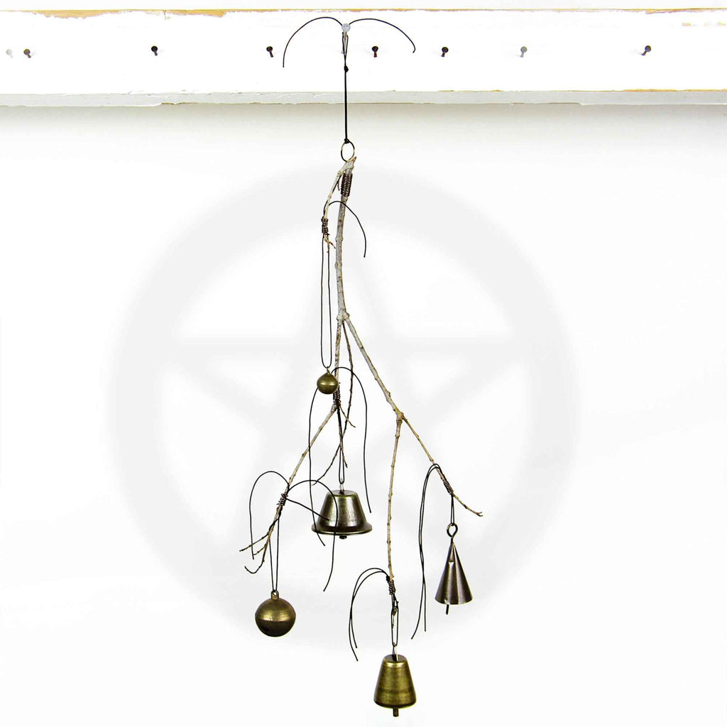 Witch's Bell with Willowy Branch and 5 Different Bells - Handcrafted